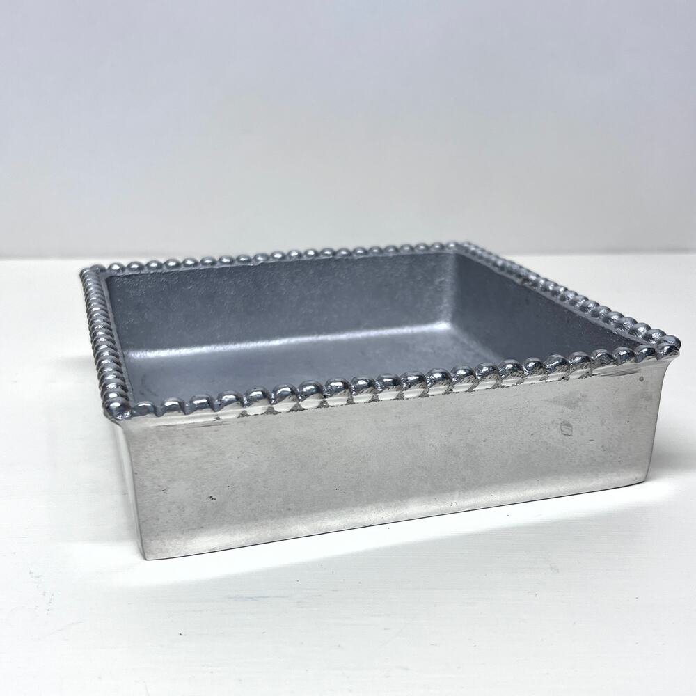 Mariposa Square Cocktail Napkin Tray With String Of Pearls Rim - Picture 2 of 5